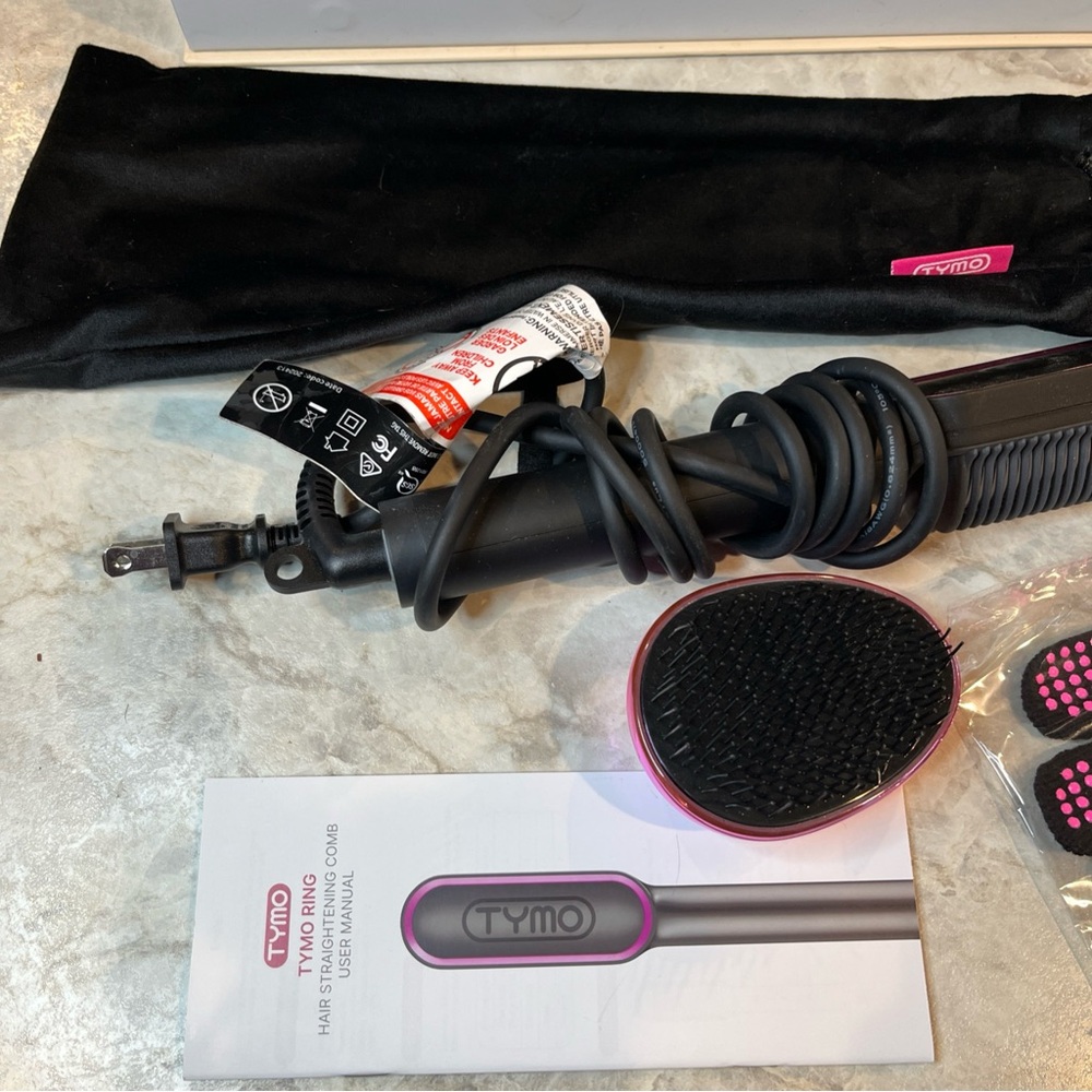 TYMO Ring Hair Straightening Comb Black Brush 5 Temp Anti-Scald Fast Heating - Picture 7 of 14